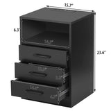 Nightstand with 3 Drawers, Cabinet and USB Charging Ports