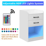 Nightstand with Charging Station and LED Lights