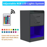 Nightstand with Charging Station and LED Lights