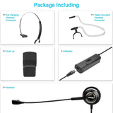 Noise Canceling Headset Convertible RJ9 Earphone with Microphone Adaptor