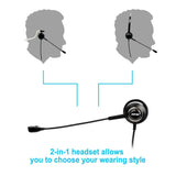 Noise Canceling Headset Convertible RJ9 Earphone with Microphone Adaptor