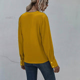 Notched Neck Pleated Decoration Blouse