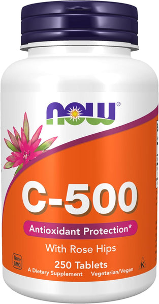 NOW Foods Supplements, Vitamin C-500 with Rose Hips, Antioxidant Protection*, 250 Tablets