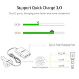 NTONPOWER 5 USB Ports Car Charger with 1.8 Extension Cable