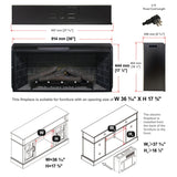 Nuvia 36-Inch Electric Antique Black Touch Panel Infrared Fireplace Insert With Removable Trim Kit (SAK84610)