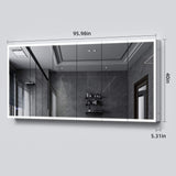[96X40-Inch] Nuvia Wall-Mounted Medicine Cabinet Mirror With Anti-Fog And Tri-Color LED Lights (SAK82340)