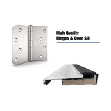 [36X80-Inch] Nuvia Black Modern Left Inswing Fiberglass Entry Door With Frosted Glass (SAK25849)
