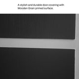 [36X80-Inch] Nuvia Black Modern Left Inswing Fiberglass Entry Door With Frosted Glass (SAK25849)