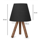 Homing Tasarım - Wooden Table Lamp with Fabric Shade, Energy-Efficient E27 Socket, Modern Home Decor