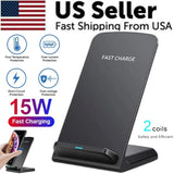 Qi Wireless Fast Charger Charging Pad Stand Dock For Samsung Galaxy iPhone Phone
