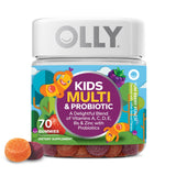 OLLY Kids Multivitamin & Probiotic Gummy, Digestive Support, Vitamins A, D, C, E, B, Zinc, Chewable Supplement, Berry Flavor, 50 day supply - 100 Count