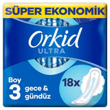 Orkid Ultra Extra Night Sanitary Pads for Secure Sleep 18 Count