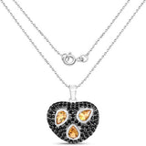 3.19 Carat Genuine Citrine and Black Spinel .925 Sterling Silver Pendant