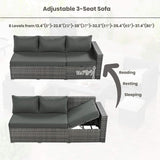 Outdoor 6-Piece All-Weather PE Rattan Sofa Set With Adjustable Seat, Storage Box, Removable Covers, And Tempered Glass Table Top (SAK37221)