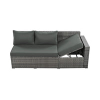 Outdoor 6-Piece All-Weather PE Rattan Sofa Set With Adjustable Seat, Storage Box, Removable Covers, And Tempered Glass Table Top (SAK37221)