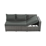 Outdoor 6-Piece All-Weather PE Rattan Sofa Set With Adjustable Seat, Storage Box, Removable Covers, And Tempered Glass Table Top (SAK37221)