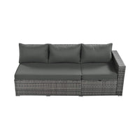 Outdoor 6-Piece All-Weather PE Rattan Sofa Set With Adjustable Seat, Storage Box, Removable Covers, And Tempered Glass Table Top (SAK37221)