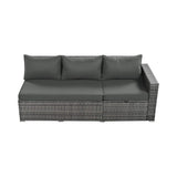 Outdoor 6-Piece All-Weather PE Rattan Sofa Set With Adjustable Seat, Storage Box, Removable Covers, And Tempered Glass Table Top (SAK37221)