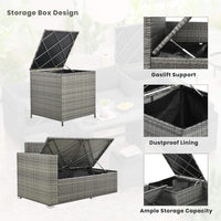 Outdoor 6-Piece All-Weather PE Rattan Sofa Set With Adjustable Seat, Storage Box, Removable Covers, And Tempered Glass Table Top (SAK37221)