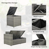 Outdoor 6-Piece All-Weather PE Rattan Sofa Set With Adjustable Seat, Storage Box, Removable Covers, And Tempered Glass Table Top (SAK37221)