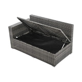 Outdoor 6-Piece All-Weather PE Rattan Sofa Set With Adjustable Seat, Storage Box, Removable Covers, And Tempered Glass Table Top (SAK37221)