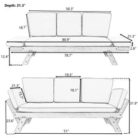 Outdoor Adjustable Wooden Patio Daybed Sofa With Cushions (SAK41345)