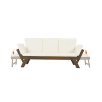 Outdoor Adjustable Wooden Patio Daybed Sofa With Cushions (SAK41345)