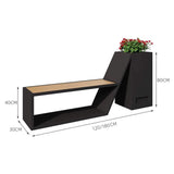 4FT Outdoor Commercial All-Weather Metal Bench With Planter Box [Made-To-Order] (SAK57219)