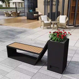 4FT Outdoor Commercial All-Weather Metal Bench With Planter Box [Made-To-Order] (SAK57219)