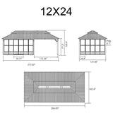 Alora Vista Outdoor Hardtop Aluminum Solarium With Double Roof And LED Lights (SAK42086)