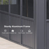 Alora Vista Outdoor Hardtop Aluminum Solarium With Double Roof And LED Lights (SAK42086)
