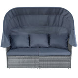 Outdoor Patio Furniture Set Daybed Sunbed with Retractable Canopy Conversation Set Wicker Furniture Sofa Set