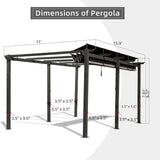 [11x16FT] Outdoor Retractable Backyard Aluminum Metal Pergola Gazebo With Roof (SAK16804)