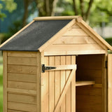 Outdoor Wood Tilt Storage Shed Tool Organizer with Waterproof Asphalt Roof