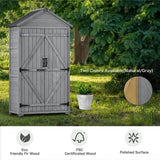 Outdoor Wood Tilt Storage Shed Tool Organizer with Waterproof Asphalt Roof