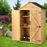 Outdoor Wood Tilt Storage Shed Tool Organizer with Waterproof Asphalt Roof