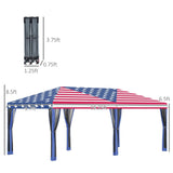Outsunny 10' x 20' Pop-Up Canopy Tent Gazebo with American Flag Print and 6 Mesh Sidewalls, for Outdoor Events