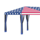 Outsunny 10' x 20' Pop-Up Canopy Tent Gazebo with American Flag Print and 6 Mesh Sidewalls, for Outdoor Events