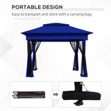 Outsunny 11 x 11 Pop-Up Canopy Gazebo Outdoor Patio Event Tent with Zipper Netting,Carry Bag, UV Protection for Backyard & Garden, Blue