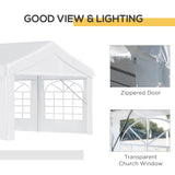 Outsunny 13' x 26' Heavy-Duty Outdoor Carport Party Event Tent, Patio Gazebo Canopy Pavilion with 4 Sidewalls & 8 Windows, White