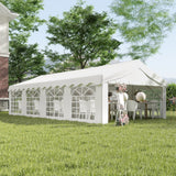 Outsunny 13' x 26' Heavy-Duty Outdoor Carport Party Event Tent, Patio Gazebo Canopy Pavilion with 4 Sidewalls & 8 Windows, White