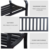 Outsunny 50ft Outdoor Bench Seat, Patio Bench with Slatted Seat, Metal Porch Bench, with 2 Person Design, for Poolside, Lawn, Black