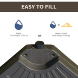 Outsunny Cantilever Patio Umbrella Base Fan Shaped Weights with Handles Durable Material Coffee