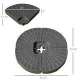 Outsunny Cantilever Patio Umbrella Base Fan Shaped Weights with Handles Durable Material Coffee