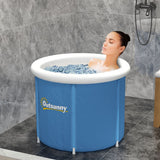 Outsunny Cold Plunge Tub, Portable Ice Bath Cold Water Therapy Tub with Thermo Lid, for Athletes Recovery, Dark Blue
