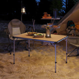 Outsunny Folding Camping Table, Adjustable Height Aluminum Table, Portable Camping Table for Picnic, Beach, BBQ