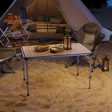 Outsunny Folding Camping Table, Adjustable Height Aluminum Table, Portable Camping Table for Picnic, Beach, BBQ