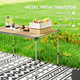 Outsunny Folding Camping Table, Adjustable Height Aluminum Table, Portable Camping Table for Picnic, Beach, BBQ