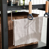 Outsunny Grill Cart Table Outdoor, 3-Shelf Stainless Steel, Pizza Oven Stand, Black with BBQ Wheels & Side Handle