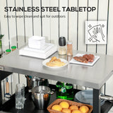 Outsunny Grill Cart Table Outdoor, 3-Shelf Stainless Steel, Pizza Oven Stand, Black with BBQ Wheels & Side Handle